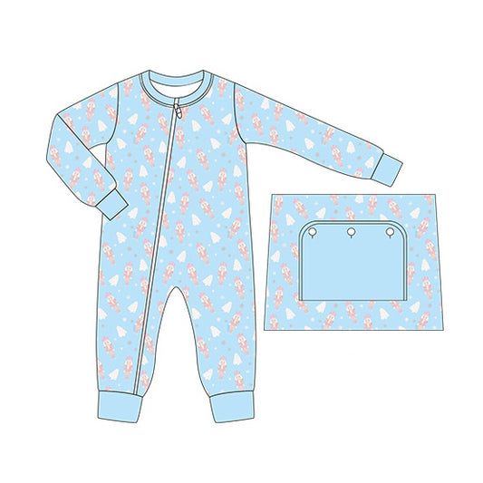 Light blue king ballet baby boy Christmas zipper romper