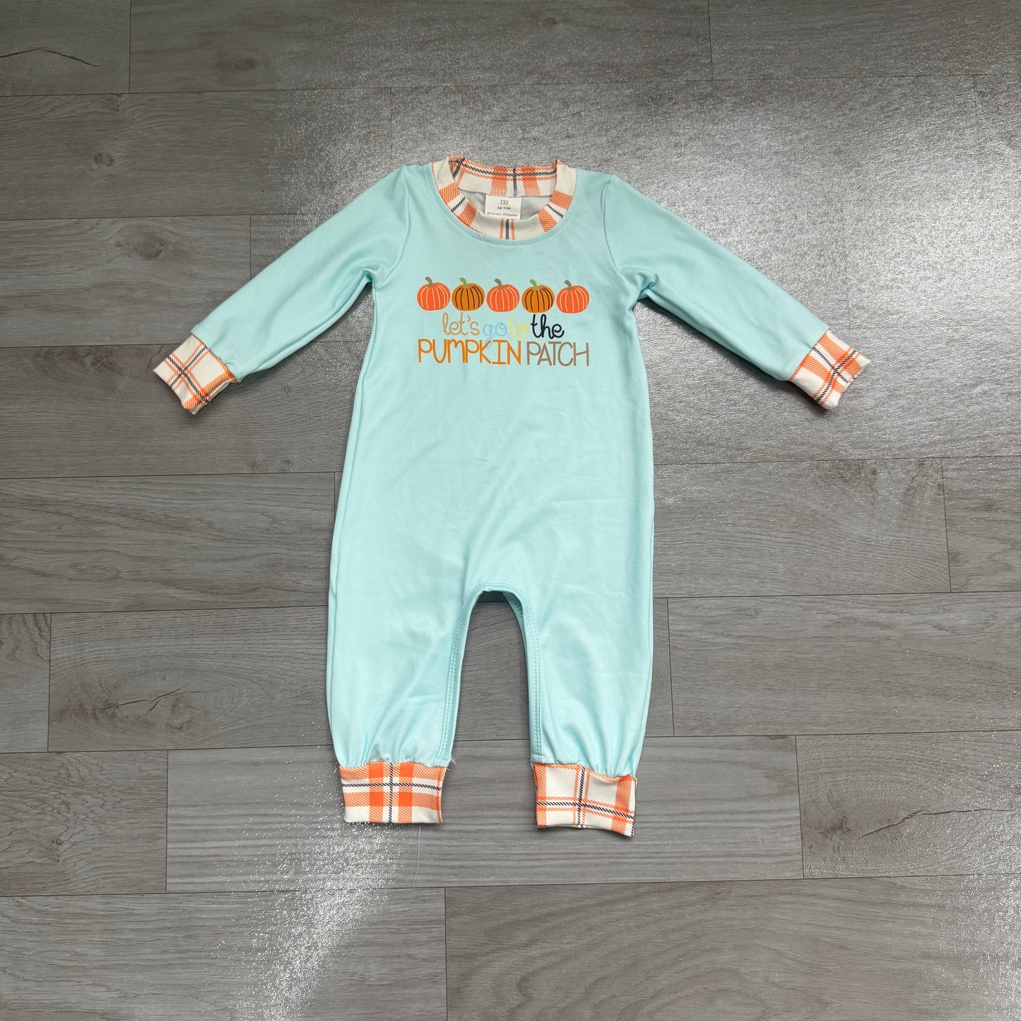 Let's go to the pumpkin patch baby boy fall romper