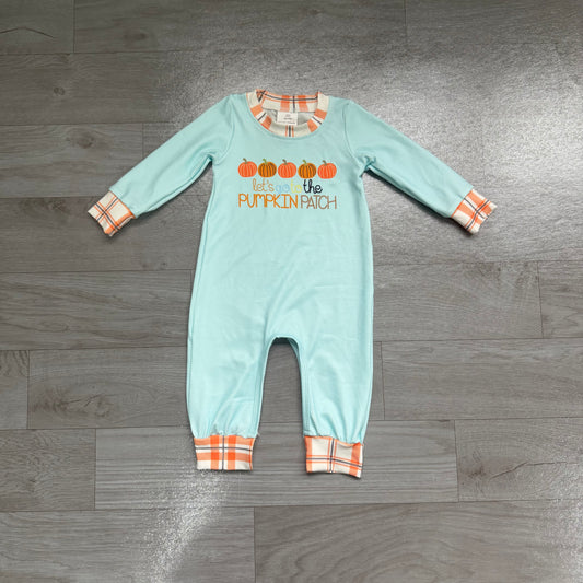 Let's go to the pumpkin patch baby boy fall romper