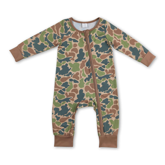 Long sleeves camo baby boys zipper romper