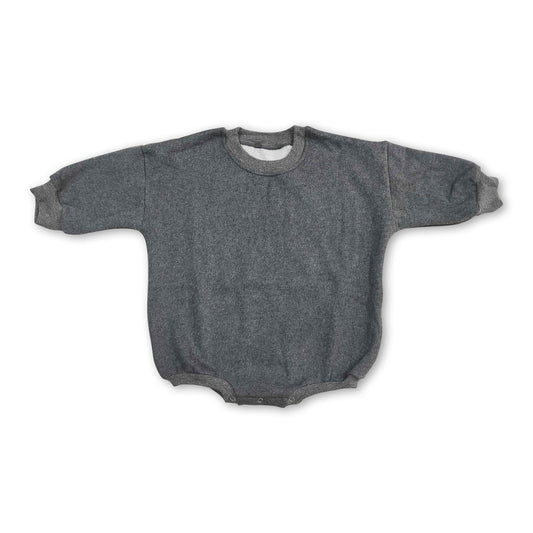 Dark grey cotton long sleeves thick baby kids sweat romper