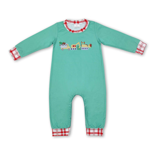 Long sleeves constructions Christmas tree boys romper