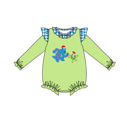 Green monster long sleeves baby girls Christmas romper