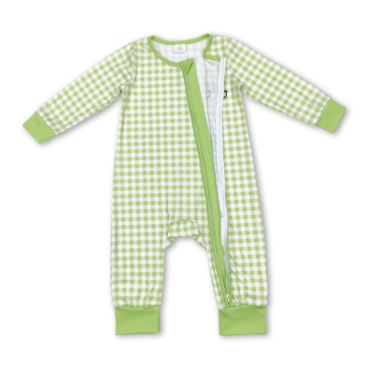 Green face plaid long sleeves baby Christmas romper