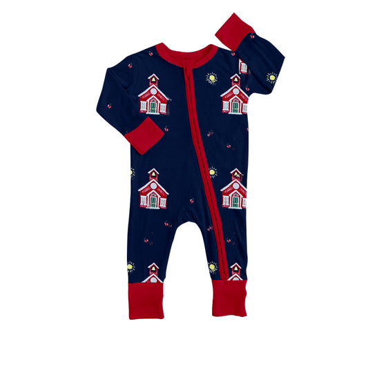 Long sleeves navy church baby boys Christmas romper