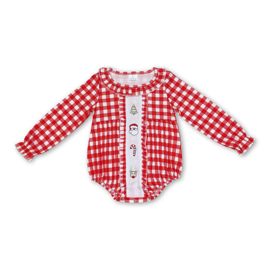 Plaid santa deer candy cane baby girls Christmas romper