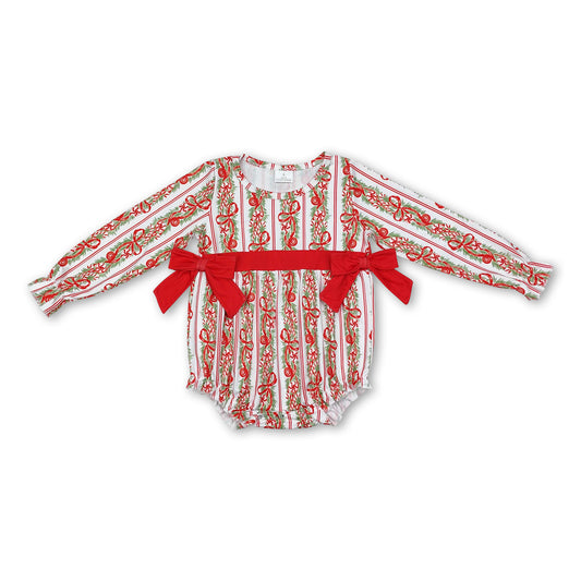 Long sleeves bow baby girls Christmas romper