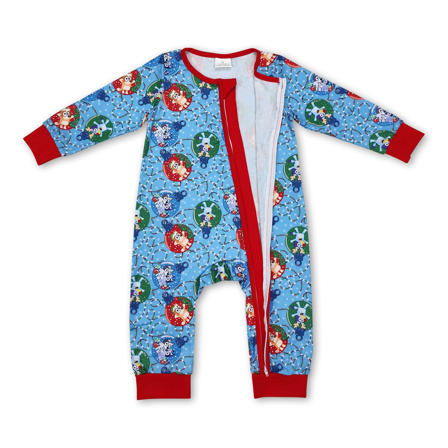 Long sleeves jingle bell dog baby boys Christmas zipper romper