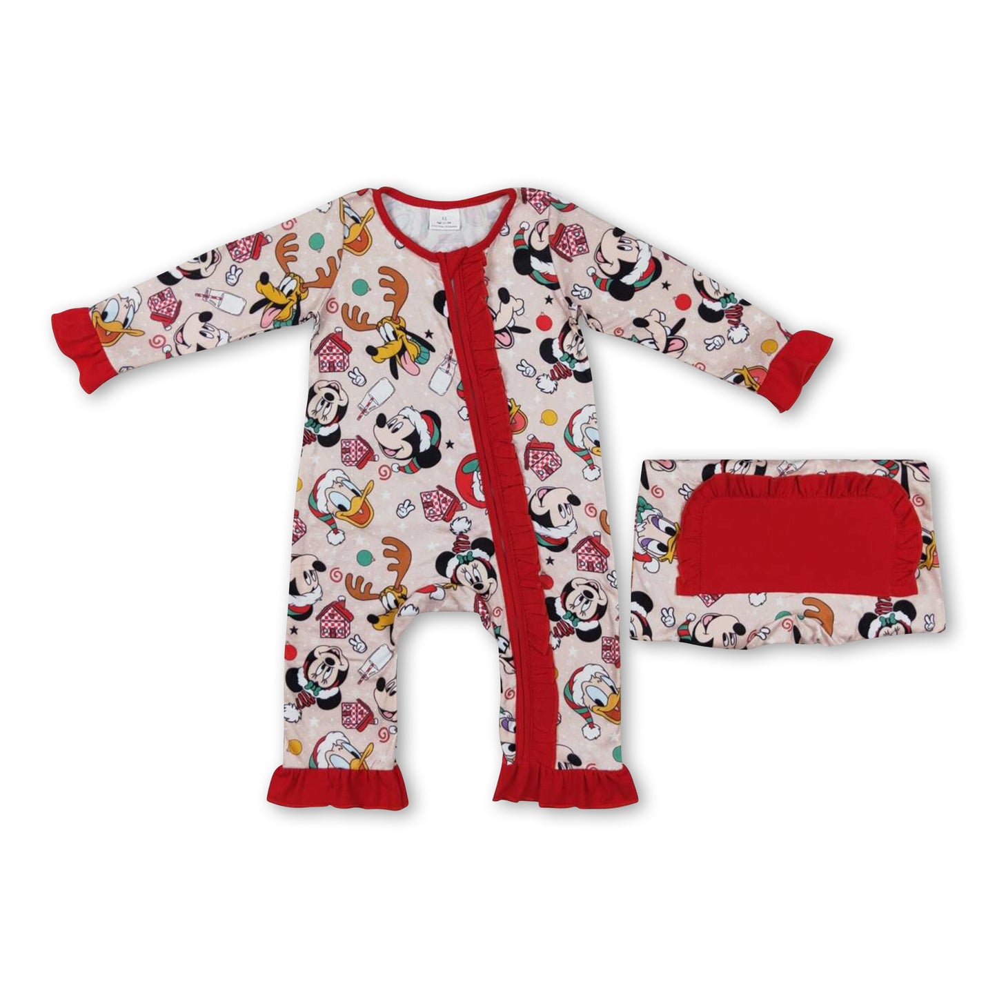 Duck mouse deer baby girls Christmas zipper romper