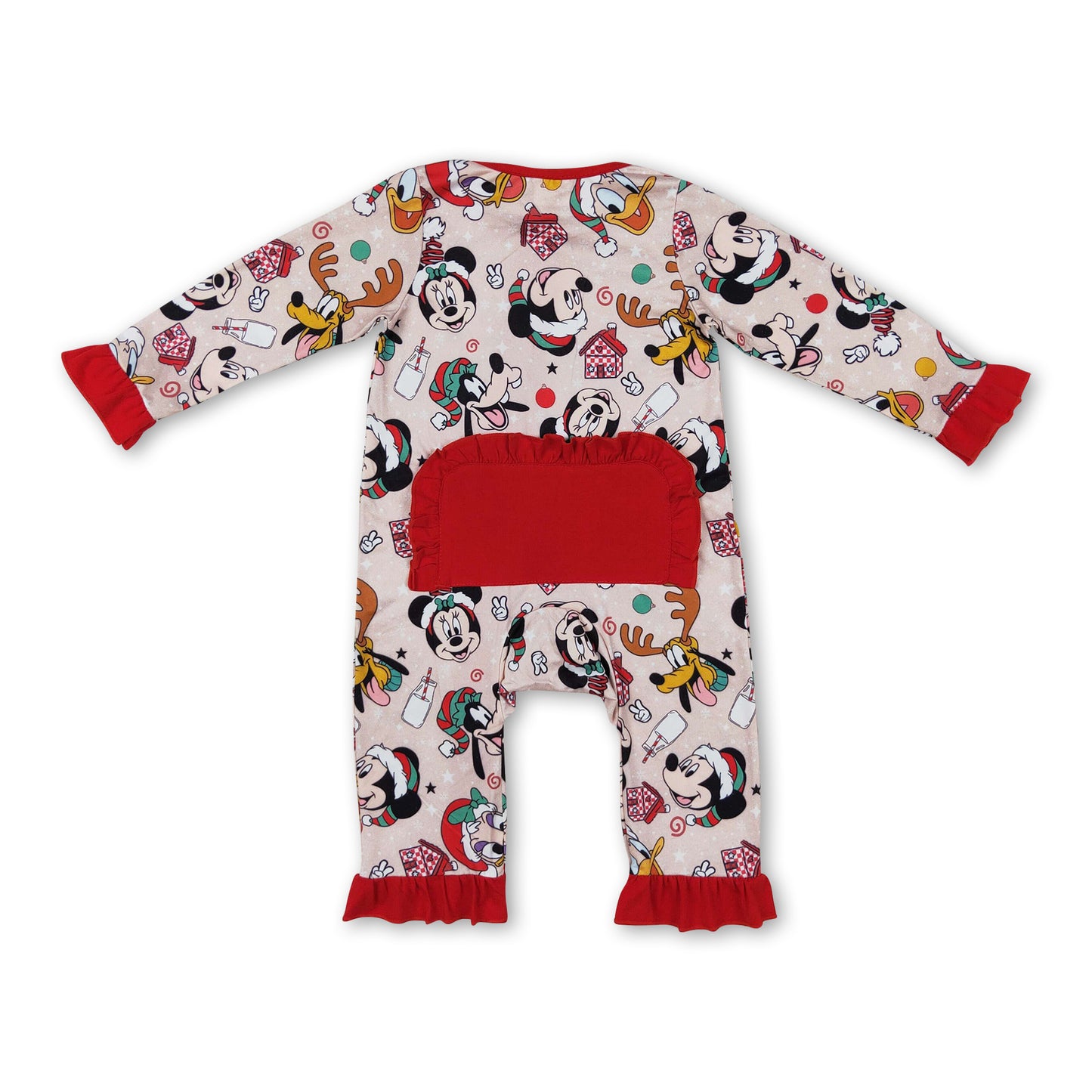 Duck mouse deer baby girls Christmas zipper romper