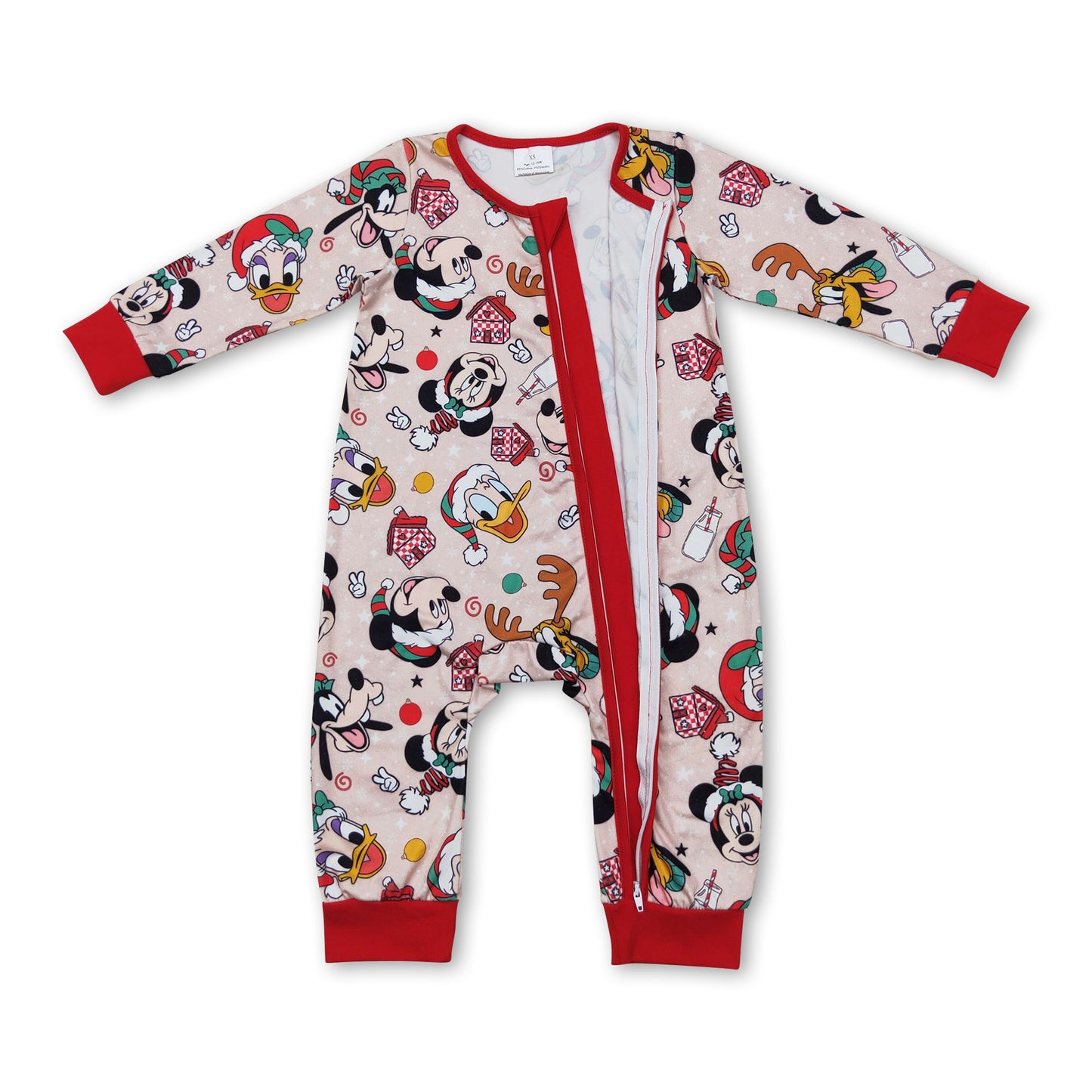 Duck mouse deer baby boys Christmas zipper romper