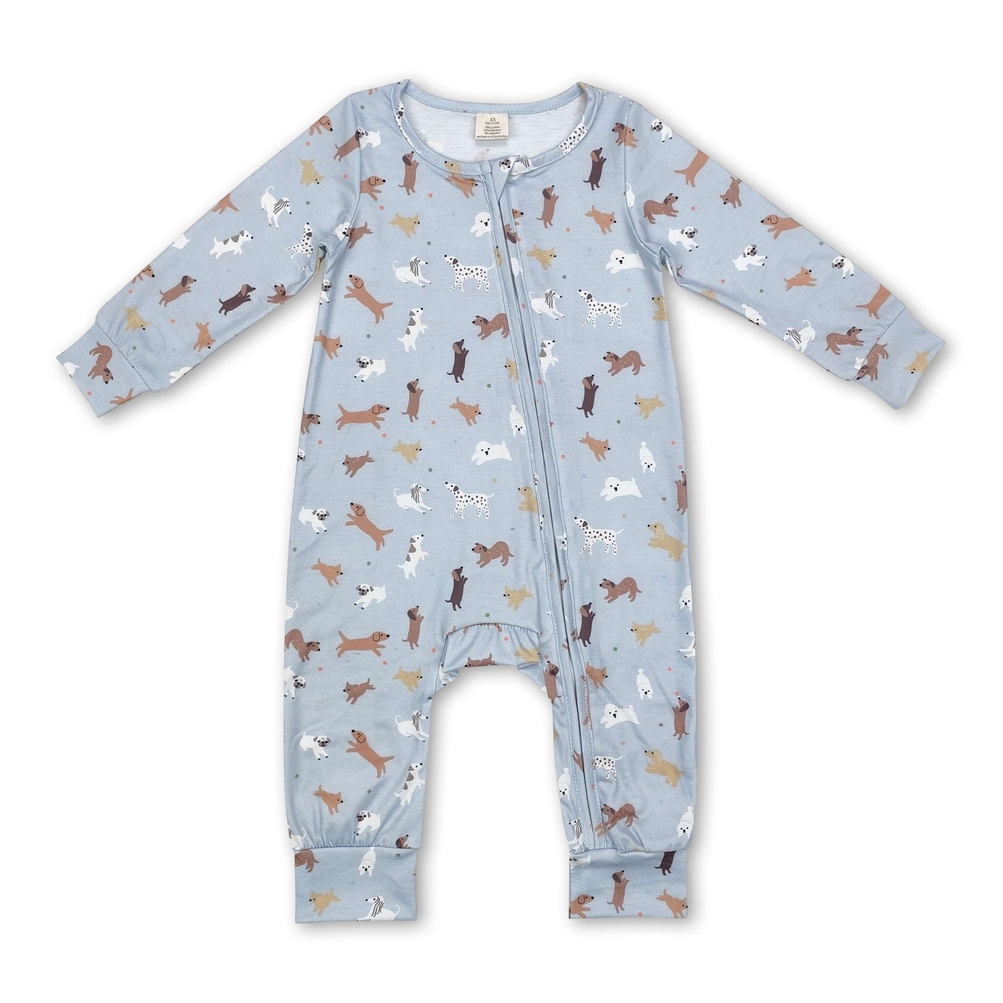 Long sleeves dog print baby boy zipper romper ship from US
