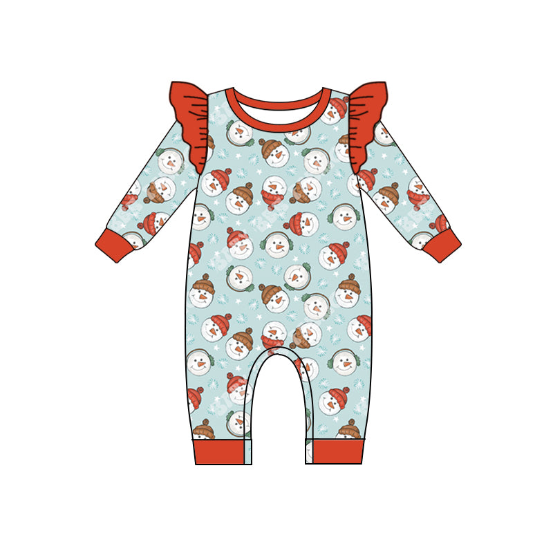 Long sleeves snowman baby girl Christmas romper