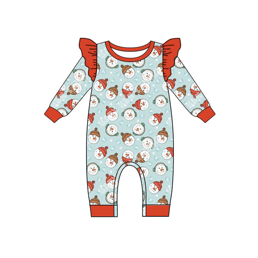Long sleeves snowman baby girl Christmas romper