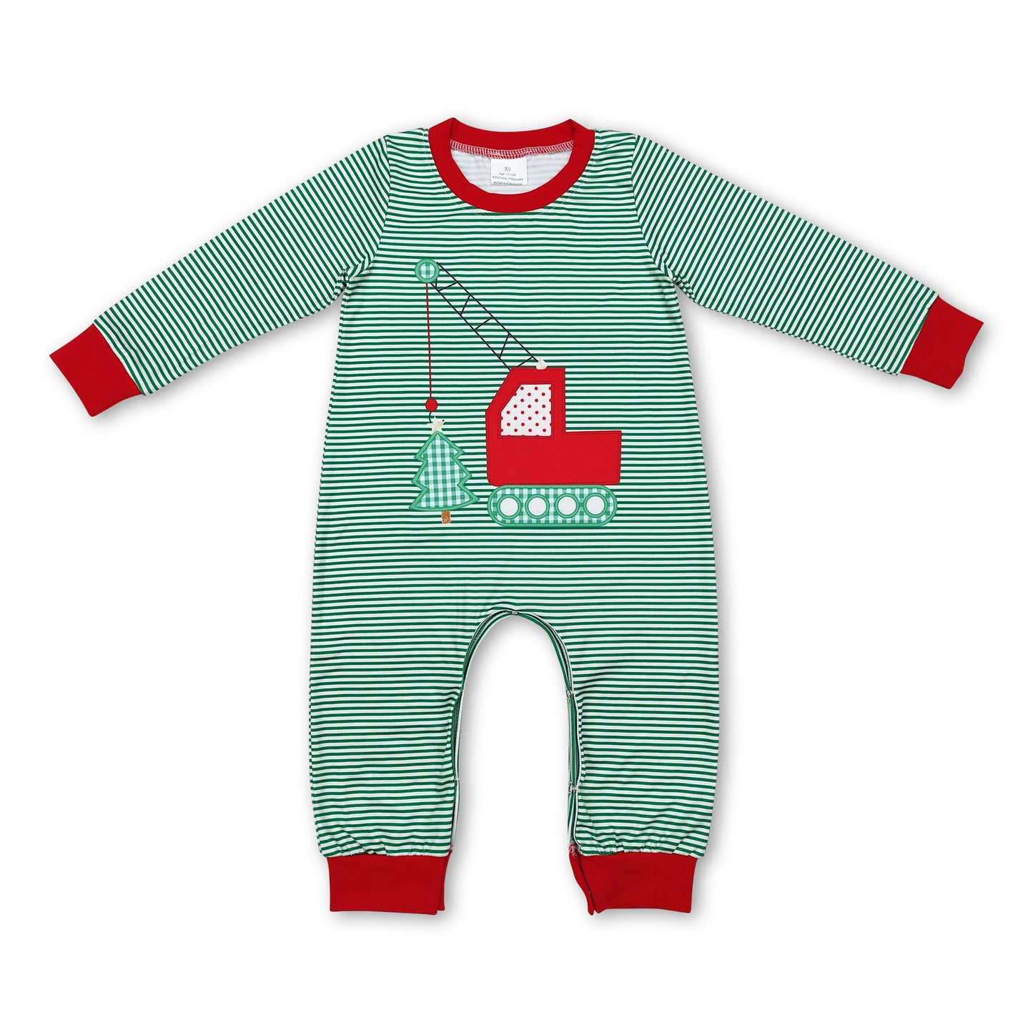 Christmas tree constructions baby boy romper