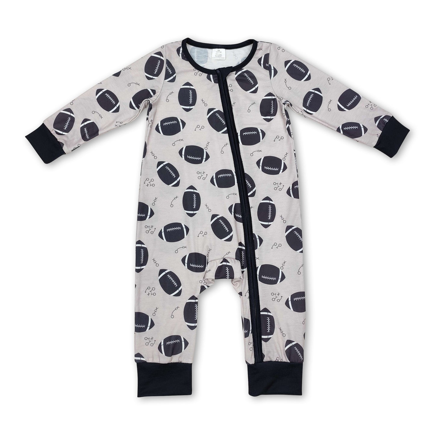 Long sleeves football baby kids zipper romper