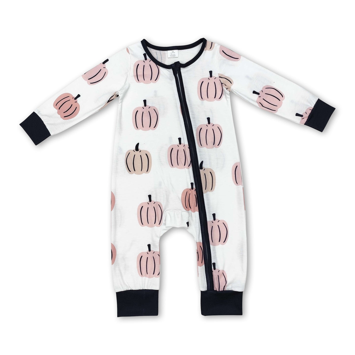 Long sleeves pumpkin baby kids fall zipper romper