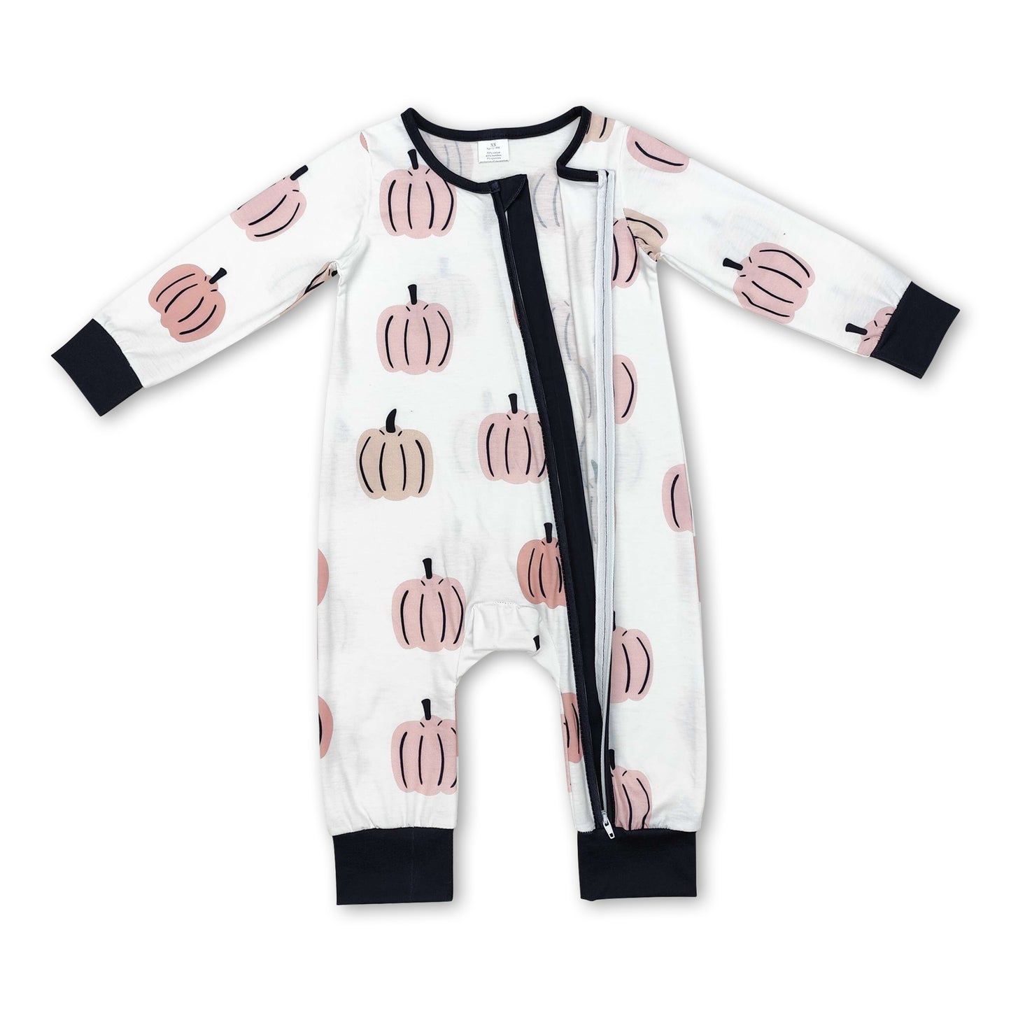 Long sleeves pumpkin baby kids fall zipper romper