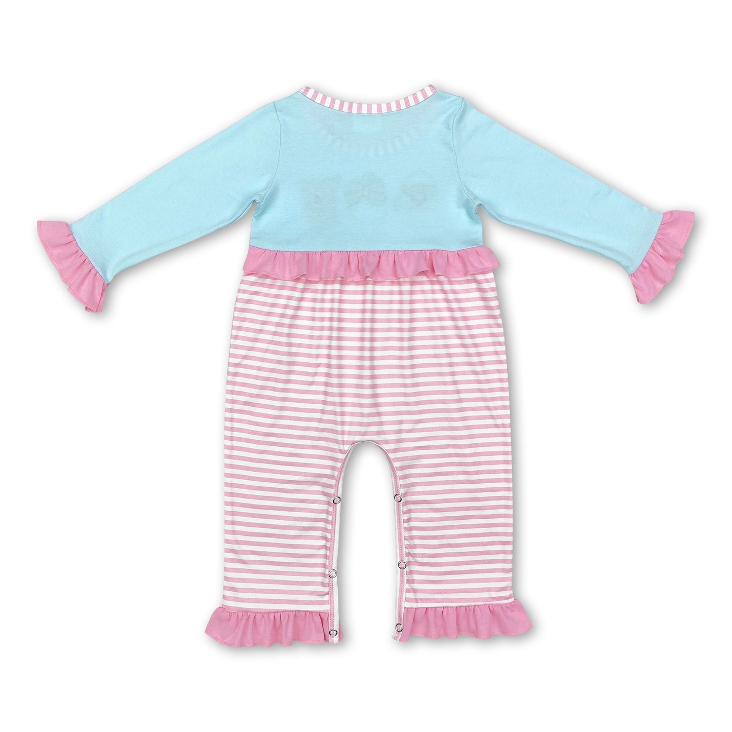 Santa deer long sleeves pink stripe baby Christmas romper