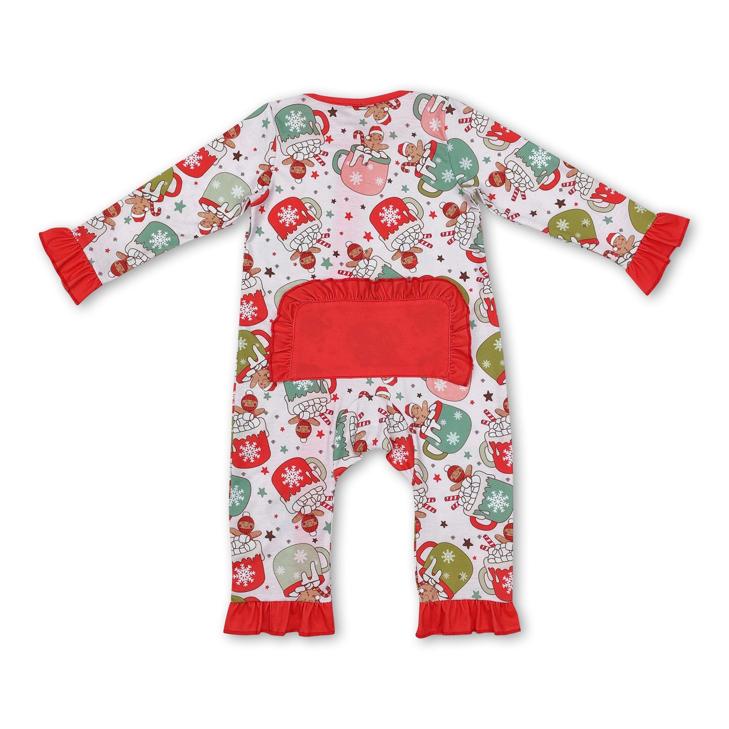 Long sleeves gingerbread baby girls Christmas zipper romper