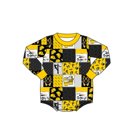 Yellow long sleeves lineman baby boy romper