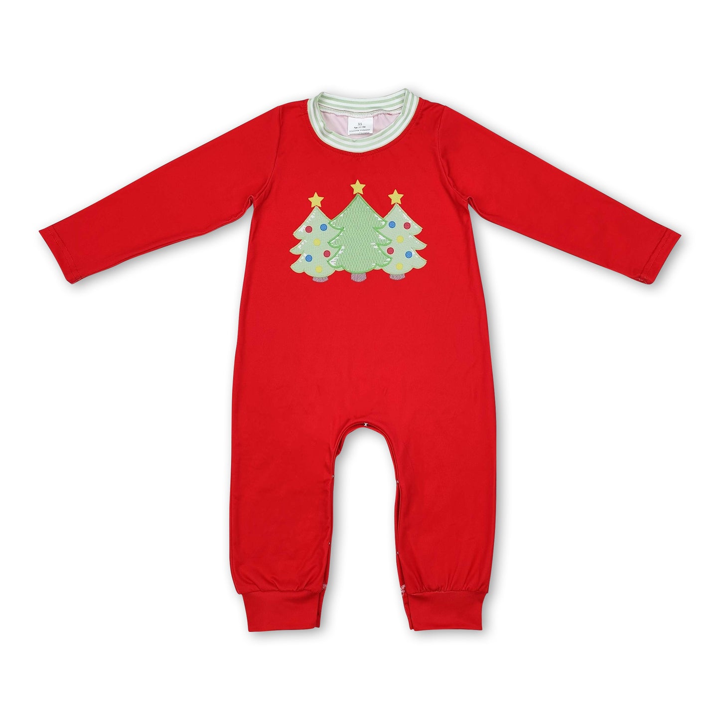 Red long sleeves Christmas tree baby boys romper