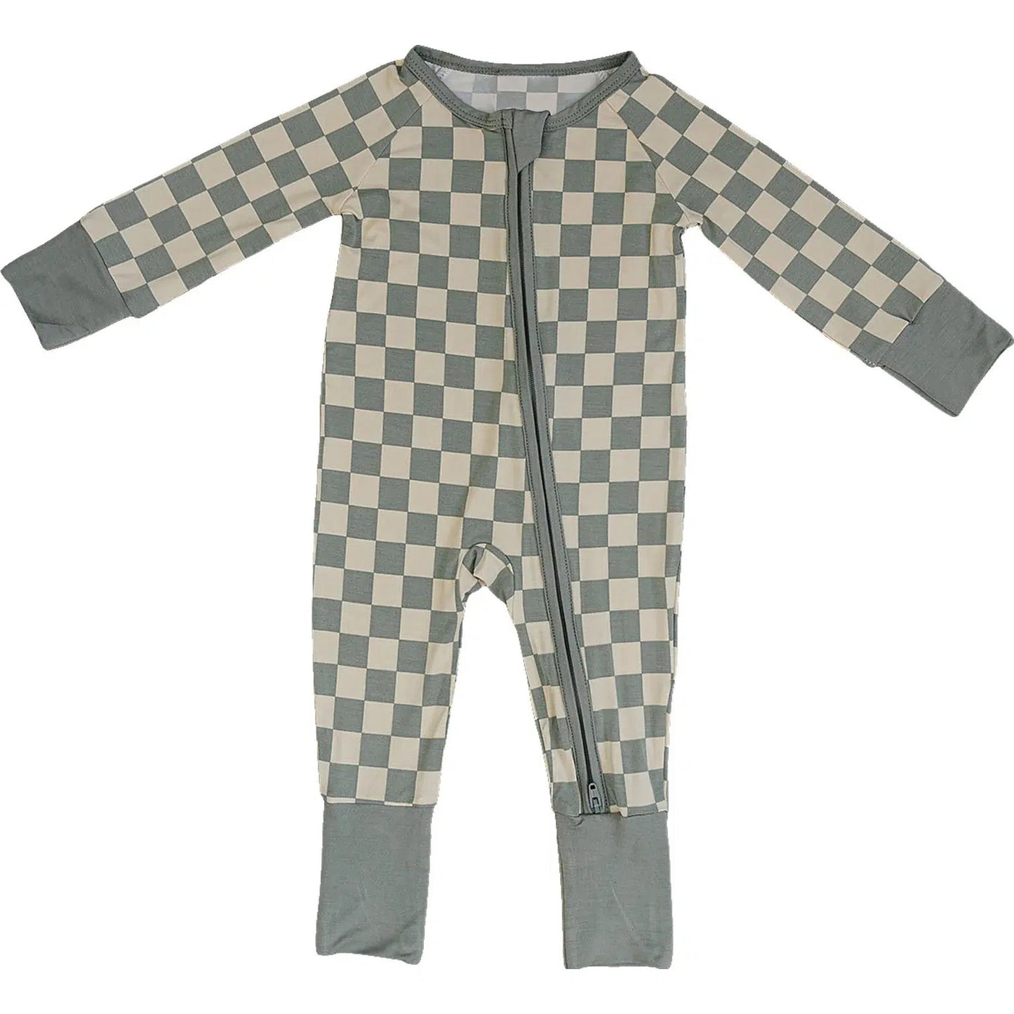 Long sleeves plaid baby kids zipper sleeper
