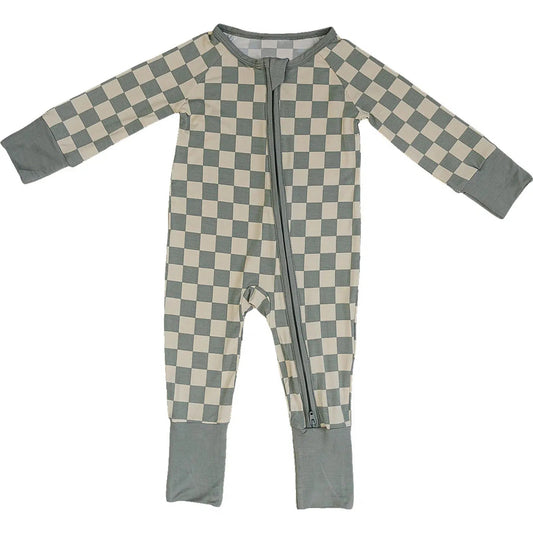 Long sleeves plaid baby kids zipper sleeper