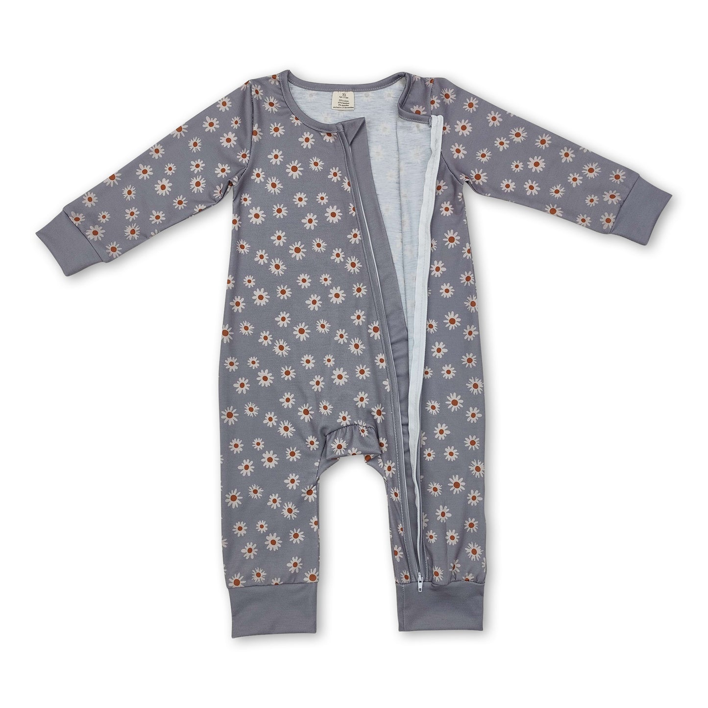 Long sleeves daisy baby girls zipper sleeper