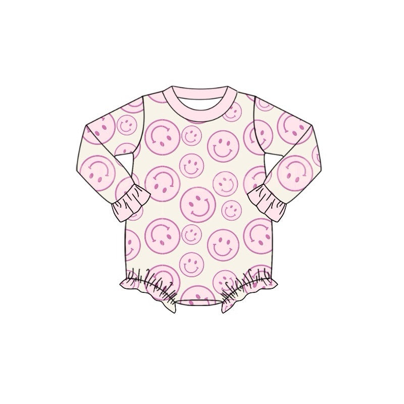 Pink long sleeves smile baby girls romper