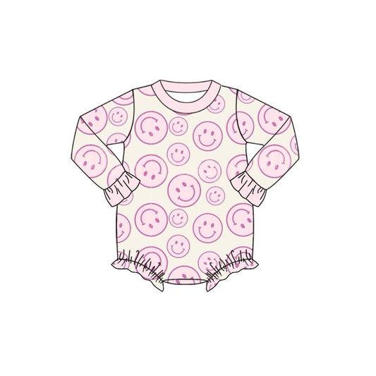 Pink long sleeves smile baby girls romper