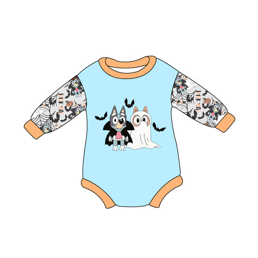 Trick or treat long sleeves dog ghost baby Halloween romper