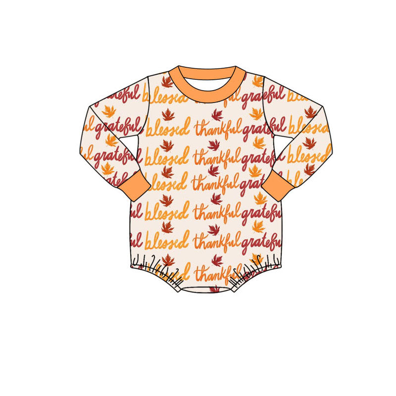 Grateful blessed thankful baby boy Thanksgiving romper