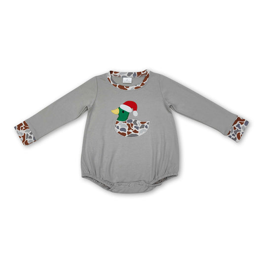 Camo duck Christmas hat baby kids romper