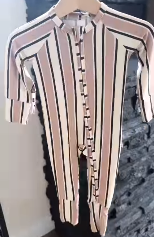 Long sleeves stripe baby kids zipper sleeper