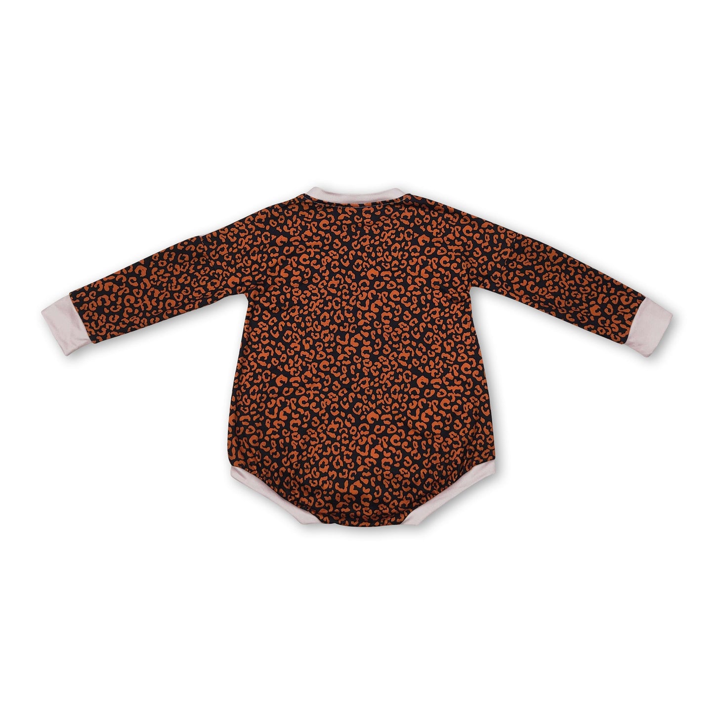 Leopard pumpkin season baby girls fall romper