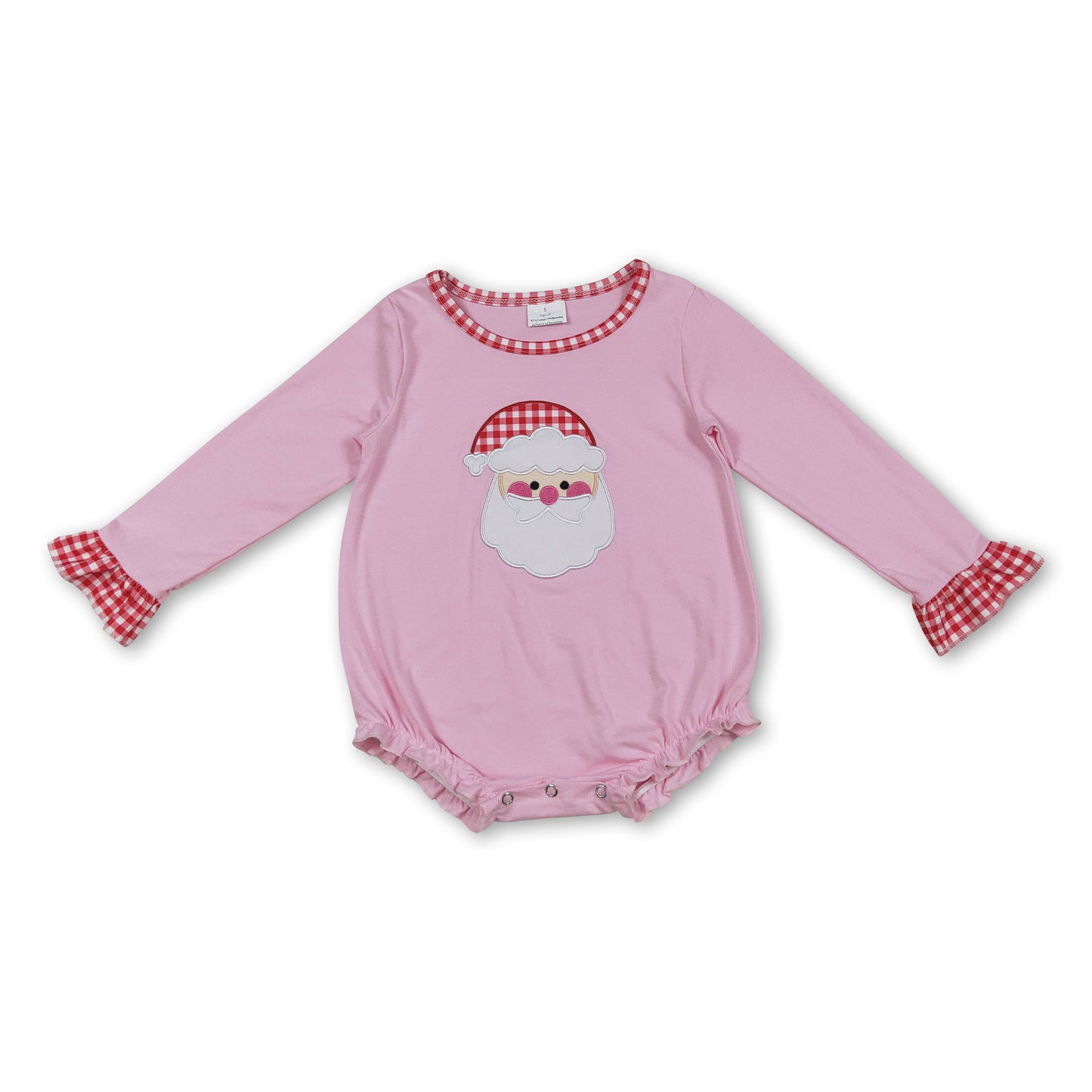Long sleeves pink santa baby girls Christmas romper