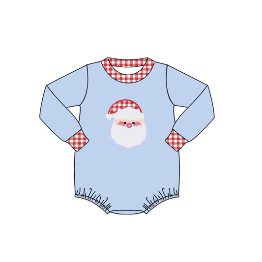Long sleeves light blue santa baby boys Christmas romper