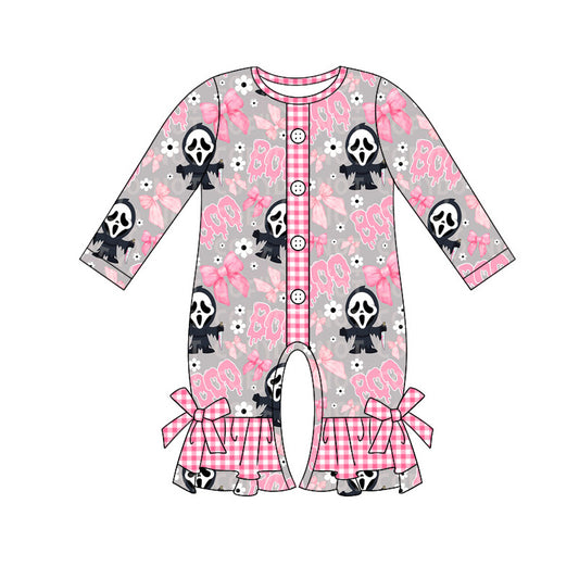 Boo bow scream baby girls Halloween romper