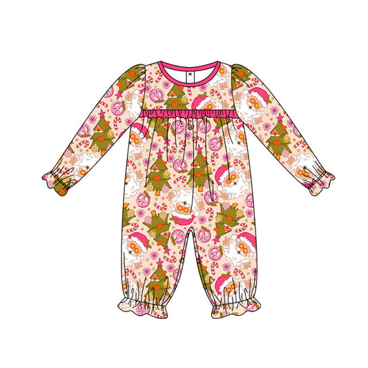 Christmas tree santa groovy baby girls romper