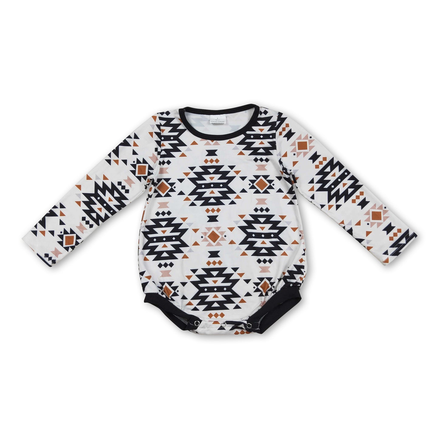 Long sleeves black aztec baby boy western romper