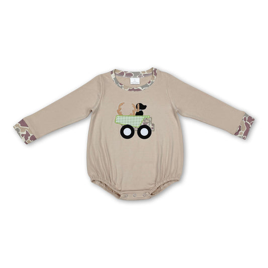 Deer dog truck camo baby boy hunting romper ship from US