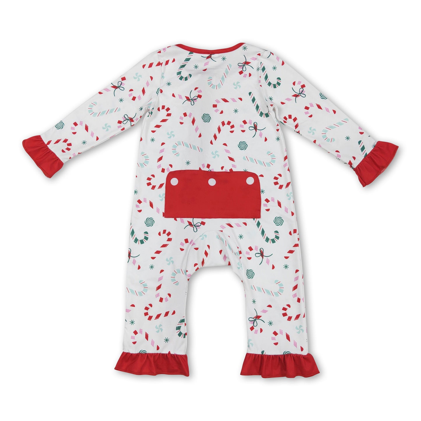 Candy cane ruffle print butt baby girls Christmas romper