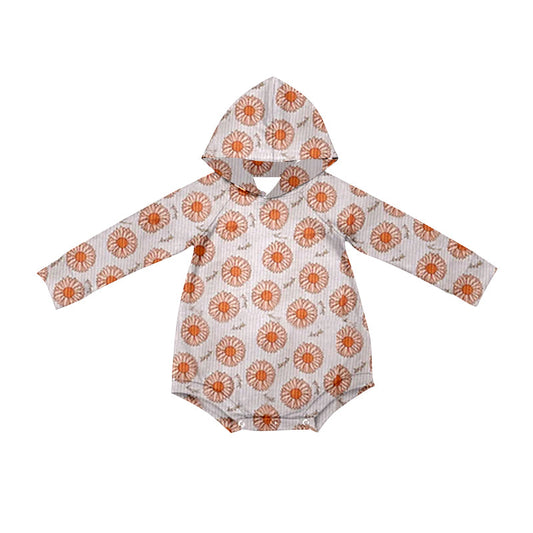 Long sleeves flower baby girls hooded romper