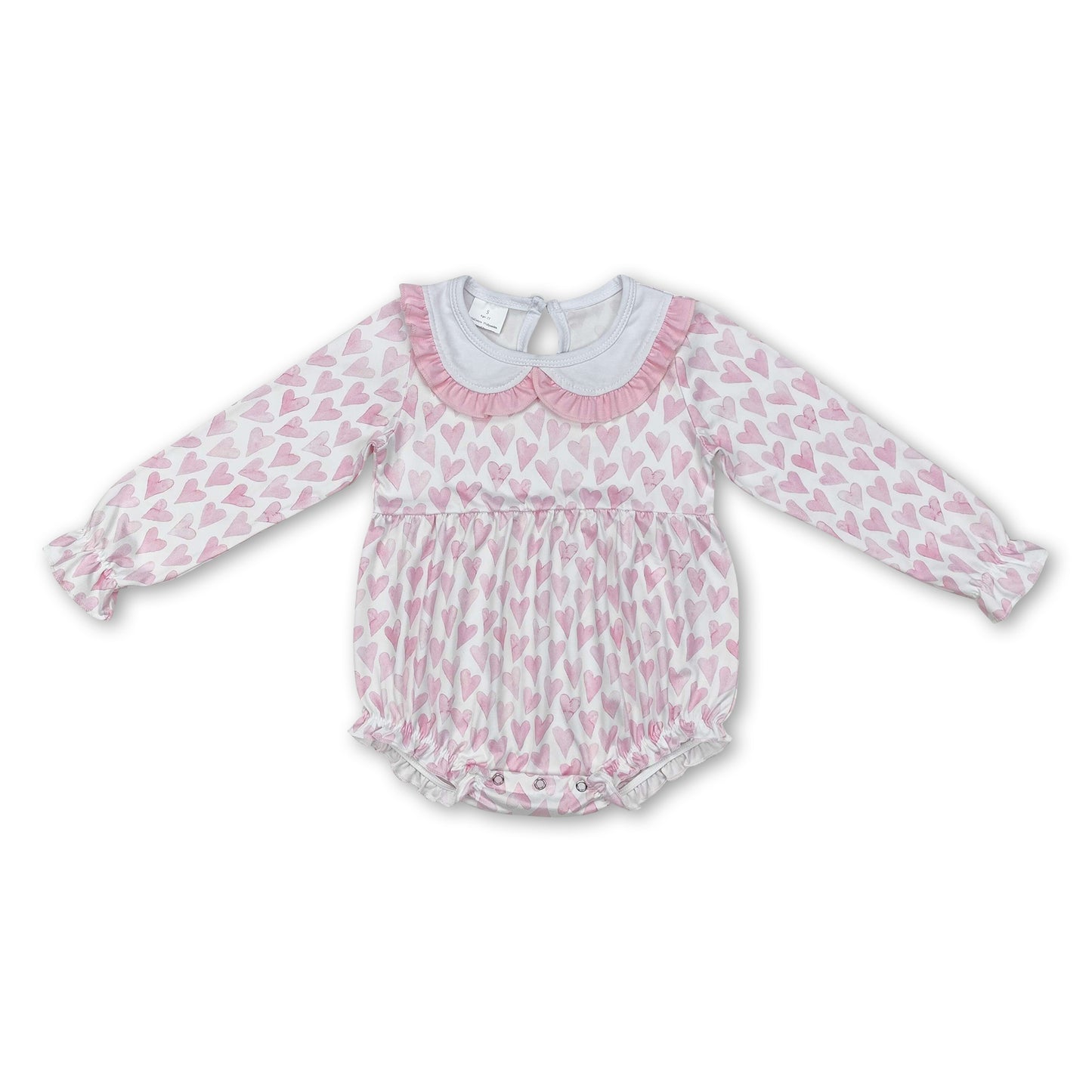 Pink heart long sleeves baby girls valentine's romper