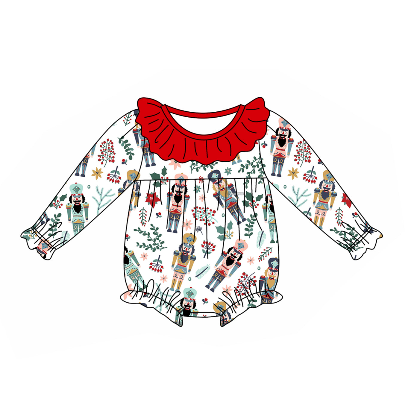 Red ruffle Christmas king ballet baby girls romper