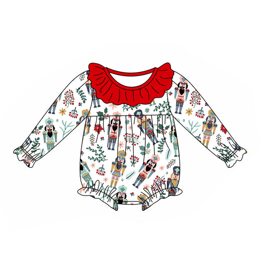 Red ruffle Christmas king ballet baby girls romper