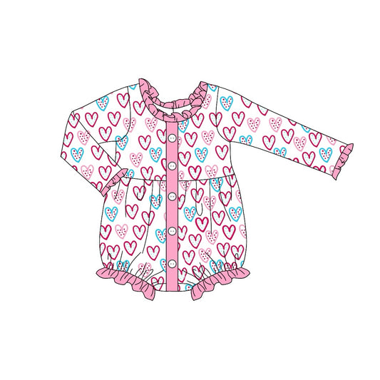 Pink ruffle heart baby girls valentine's day romper