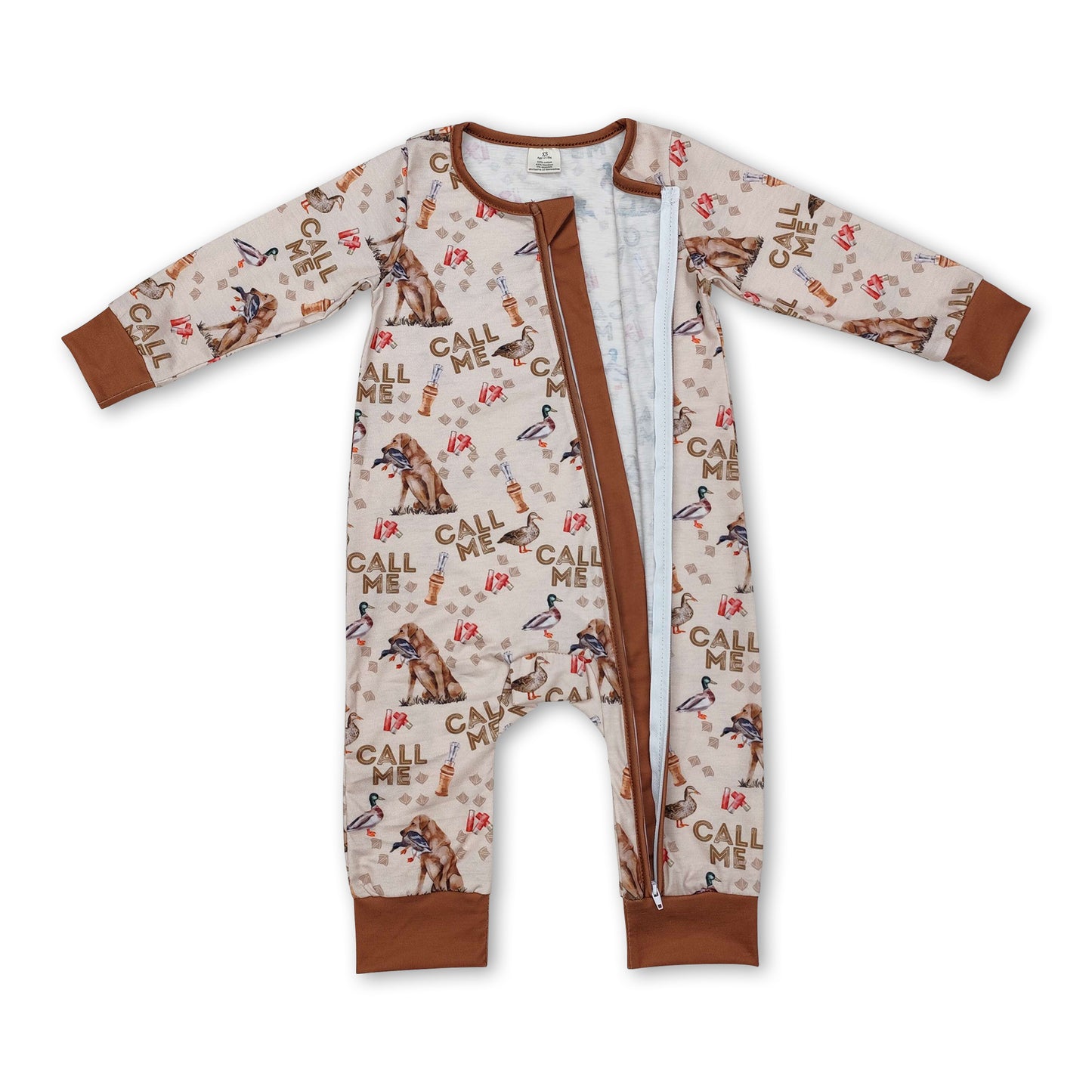 Call me dog duck baby kids hunting zipper romper