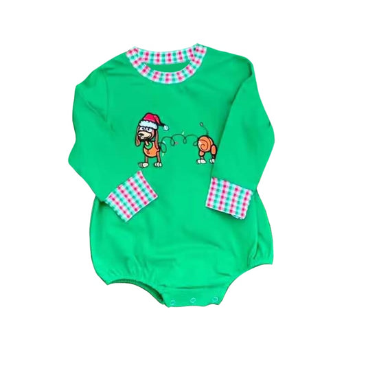 Plaid long sleeves Christmas hat baby kids romper